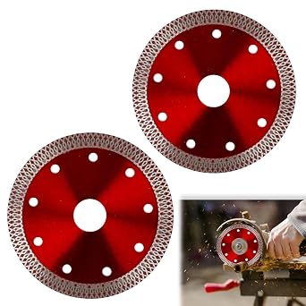 2 Pack 115mm Diamond Tile Cutting Discs for Angle Grinder Saw Accessory for Dry Wet Cutting Clean Cut on Porcelain Artificial Stones Granite Marble Concrete Bricks Ceramics Bricks Super Thin Fast