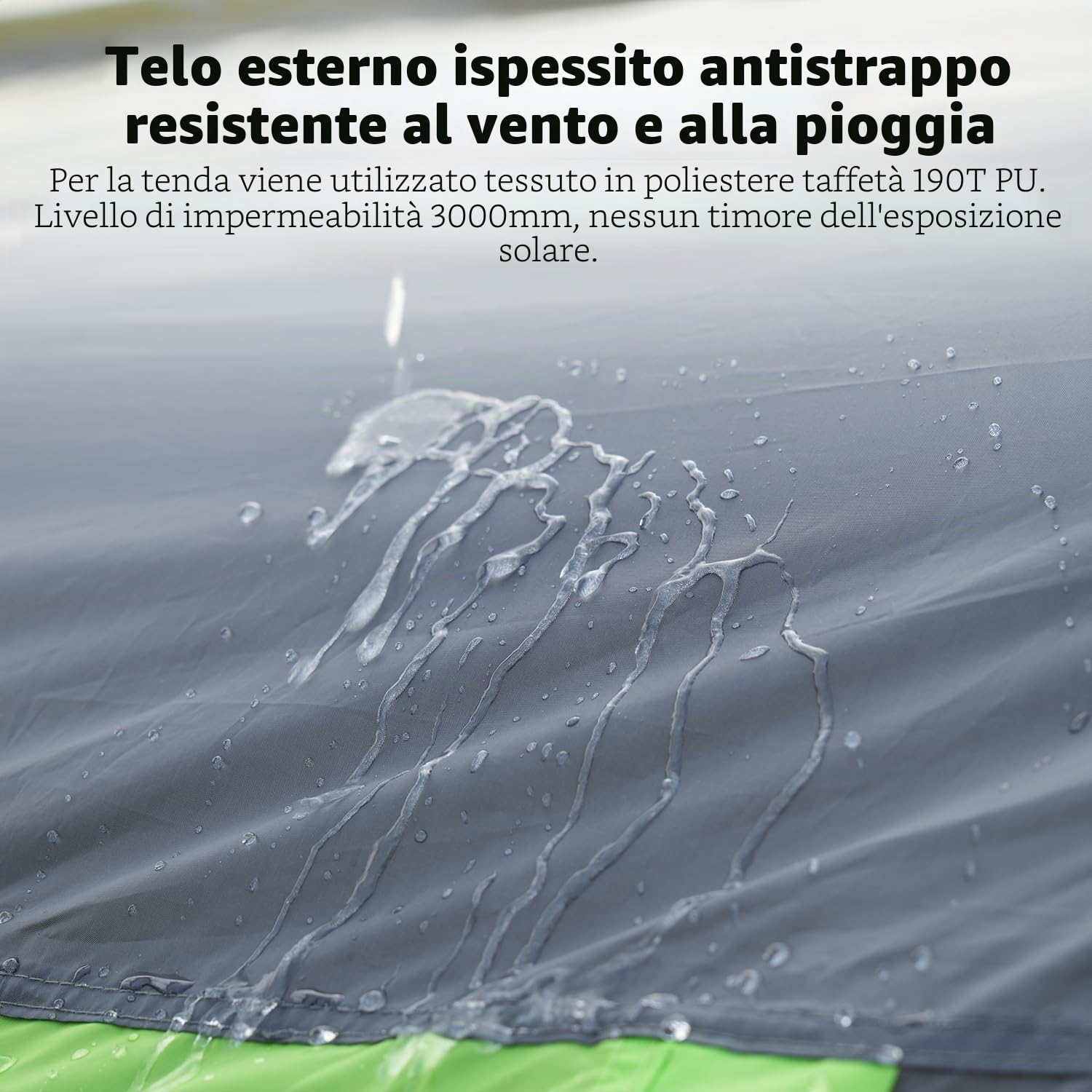 Tenda a tunnel per 4 persone, tenda Tipi, grande da campeggio con cabina letto, tenda familiare impermeabile, 3000 mm, tenda a 3 ingressi, tenda glamping con fondo rimovibile