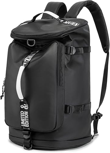 Mochila de gimnasio Senderismo Bolsa de lona Mujer Hombre 40L Mochila grande impermeable adecuada para senderismo, viajes, Negro -, Al aire libre a