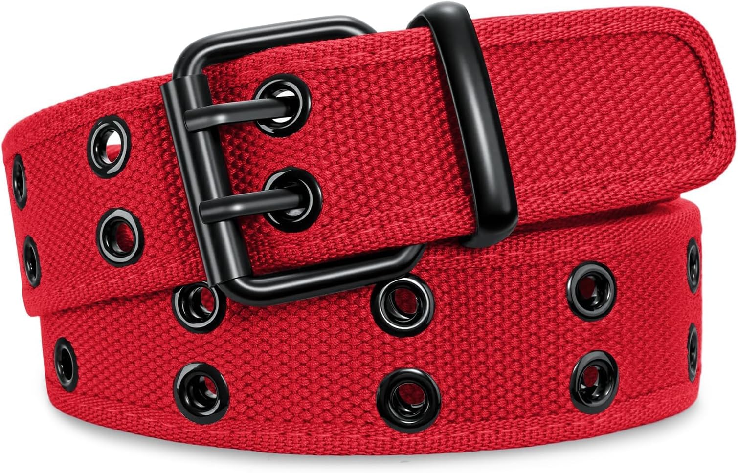 Canvas Double Grommet Belt Unisex Casual Double Prong Belt for Men Women for Jeans Pants