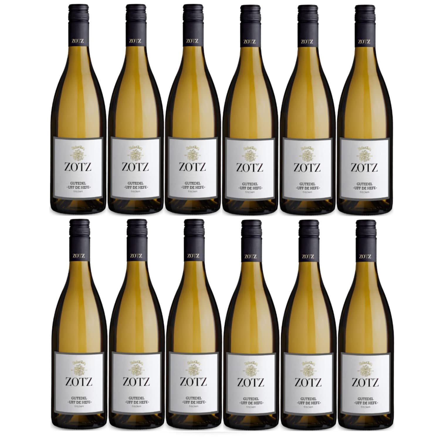 Julius Zotz Gutedel "Uff de Hefe" Gutswein Weißwein Wein Baden Markgräflerland trocken vegan Deutschland I FeinWert Paket (12 Flaschen)