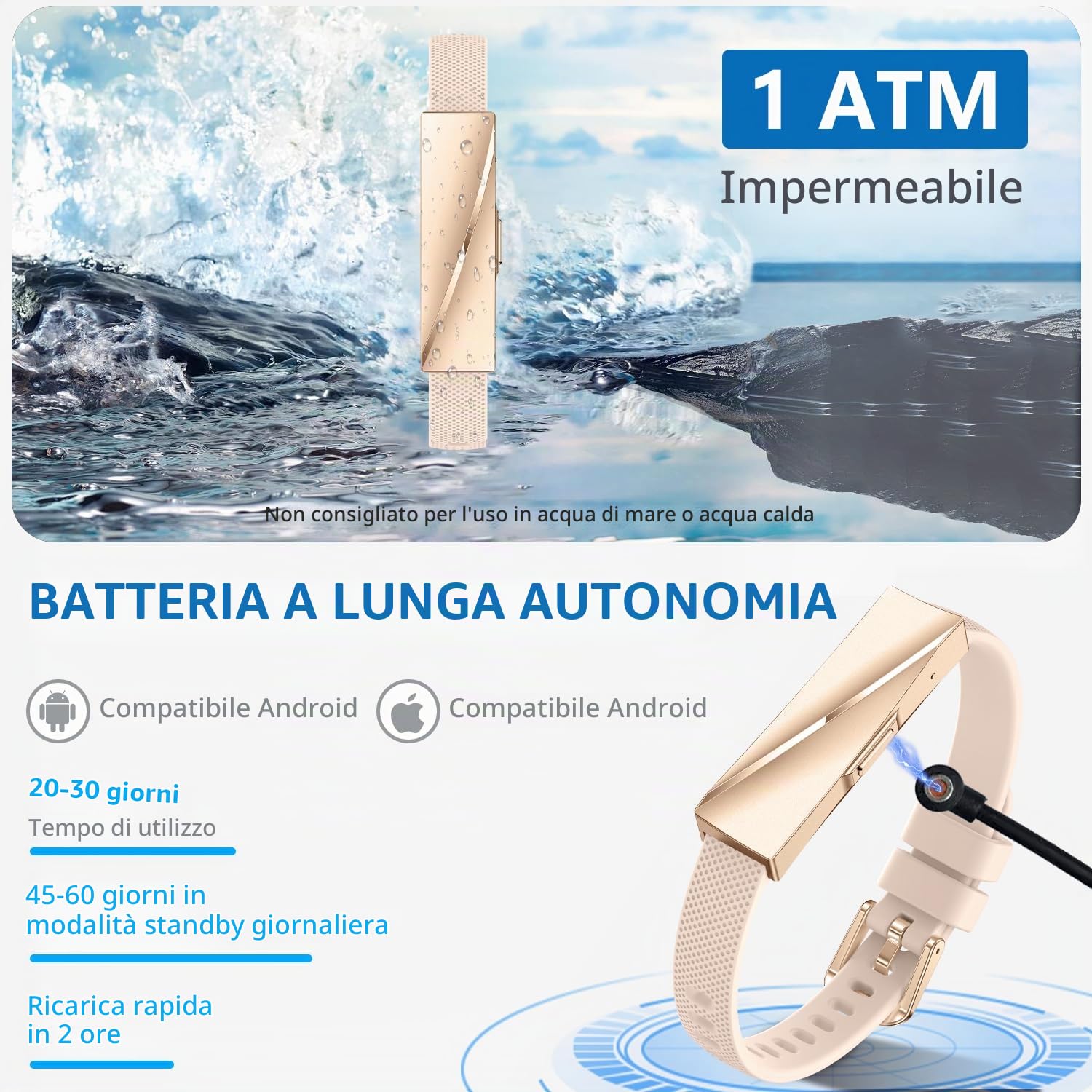 Contapassi Polso Donna, Braccialetto Sportivo 22g Ultraleggero Salute Senza Schermo, Smart Band Monitoraggio Cardiaco 24h, 170+ Modalità Sportive, 40 Giorni Batteria Smartwatch Donna Piccolo