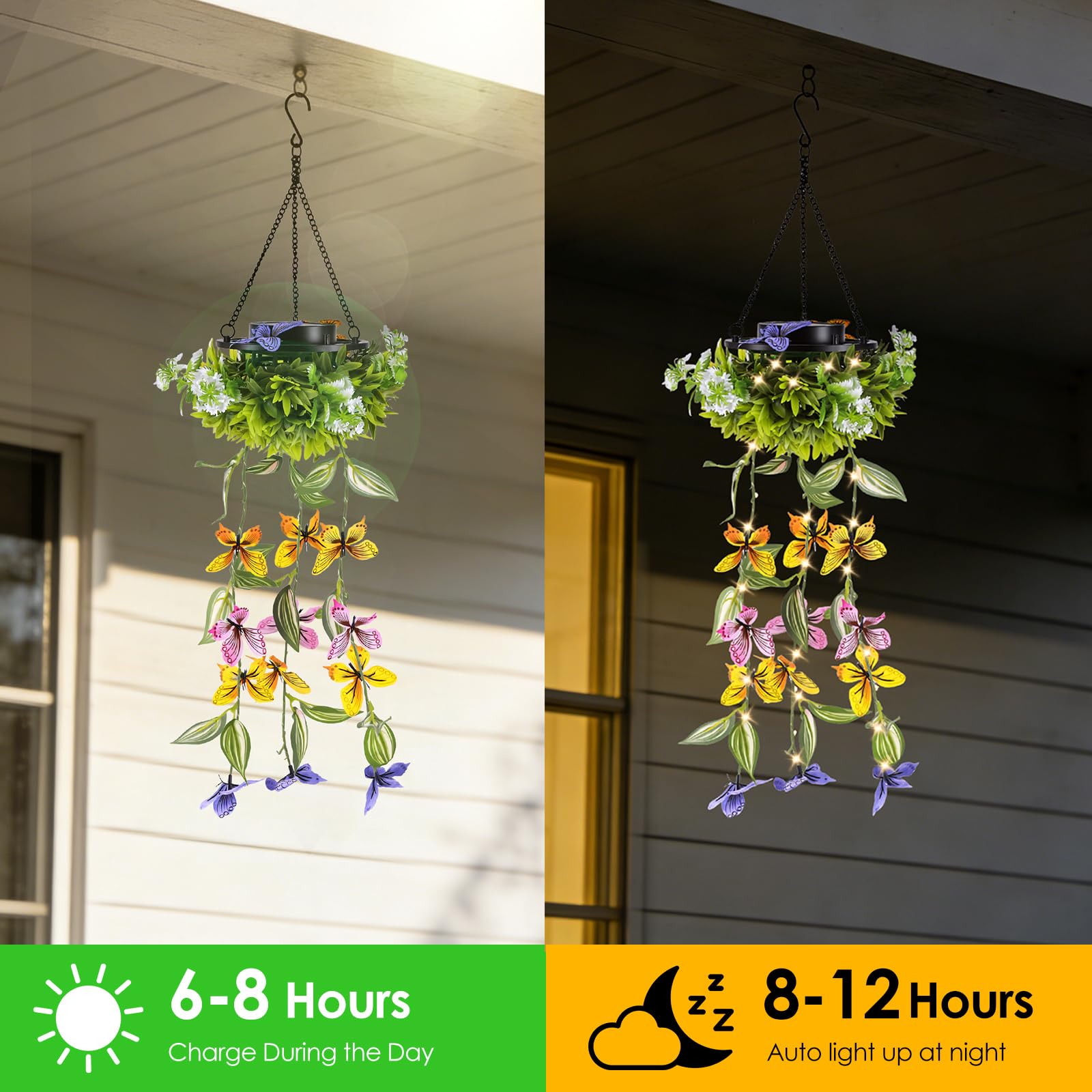 DEECOZY Schmetterling Solarlampen,2PCS Solarlampen Für Außen Garten Für Außen Garten Balkon Deko,Solar Windspiele, Solarlampen Für Außen Hängend,Gartendeko Für Draußen Wetterfest Für Frauen Mama Oma