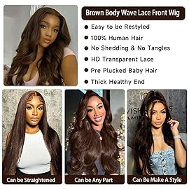 Loyom Brown Lace Front Wigs Human Hair 13x4 Chocolate Brown Lace Front Wig 200 Density Colored 4 Chocolate Brown Human Hair Wig HD Lace Frontal Wigs Human Hair 20 Inch