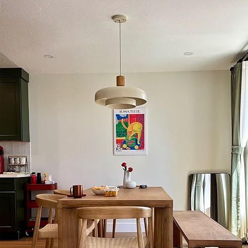 Miniatura 3 de TeHenoo Lámpara colgante blanca moderna, pantalla de 12.2 pulgadas, cadena de altura ajustable de níquel cepillado, acabado blanco mate con pantalla