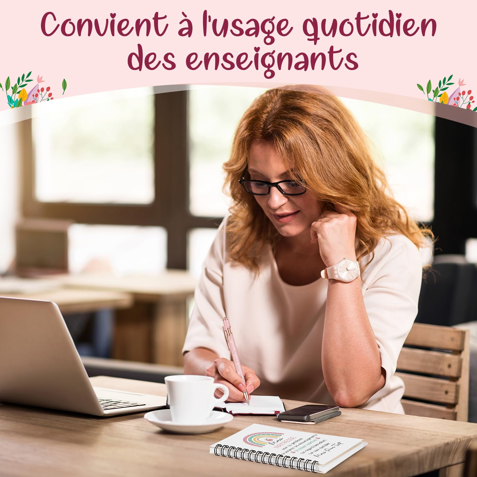 Cahier à Spirale avec Stylo et Marque-Page Cadeau Enseignant Fin d'Études