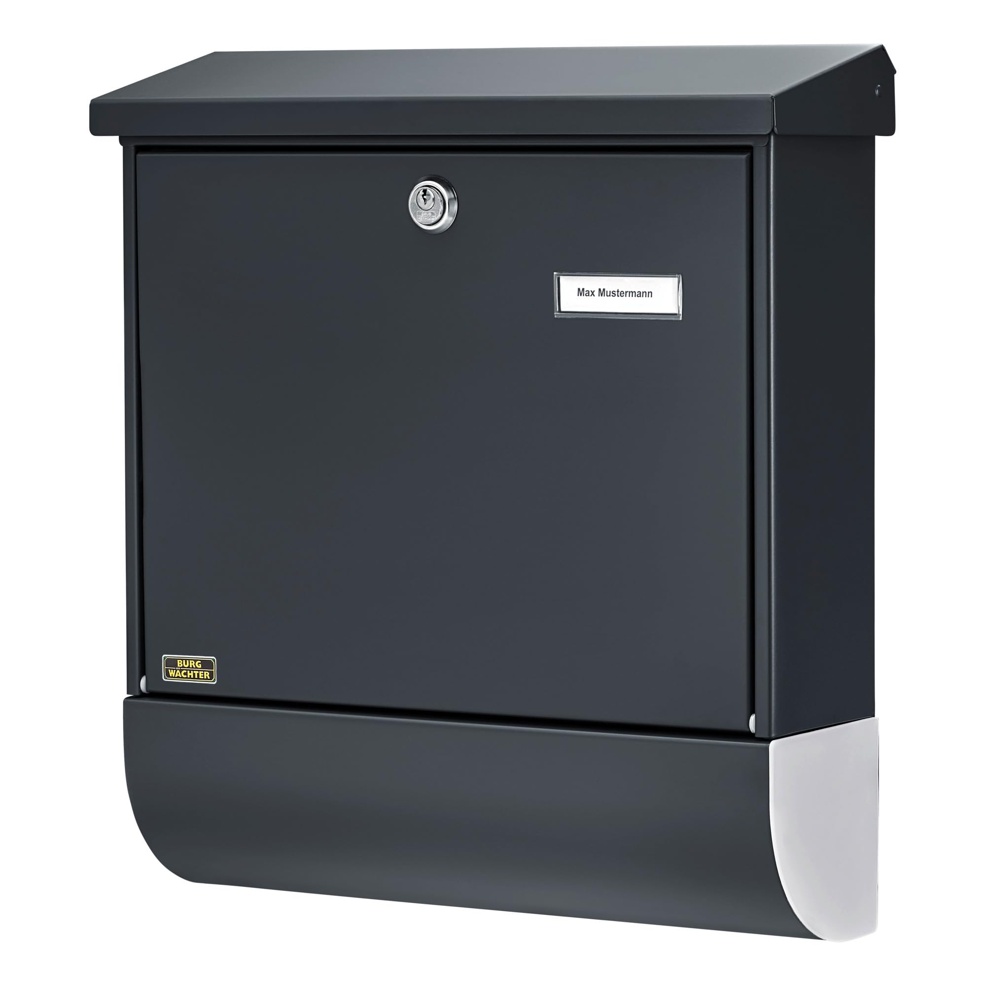 Burg Wächter Briefkasten mit Zeitungsfach und Namensschild, Verzinkter Stahl, Einwurf-Format DIN C4, Inkl. 2 Schlüssel, Set Vario ANT, Anthrazit (ähnlich RAL 7016), SET VARIO 86720 ANT