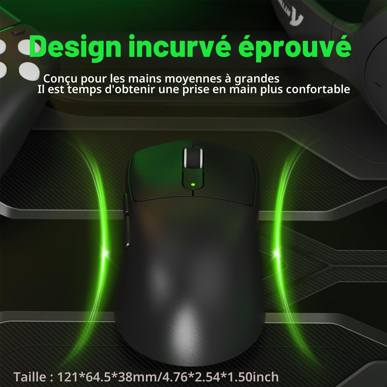 ATTACK SHARK V5 Souris Gamer sans Fil, 53g, Interrupteurs Optiques, Puce Nordic 52840, Capteur PAW3950MAX, Récepteur 8KHz LED, 20000 FPS, 42000 DPI, BT/2.4GHz/Filaire, 500mAh (Noir)