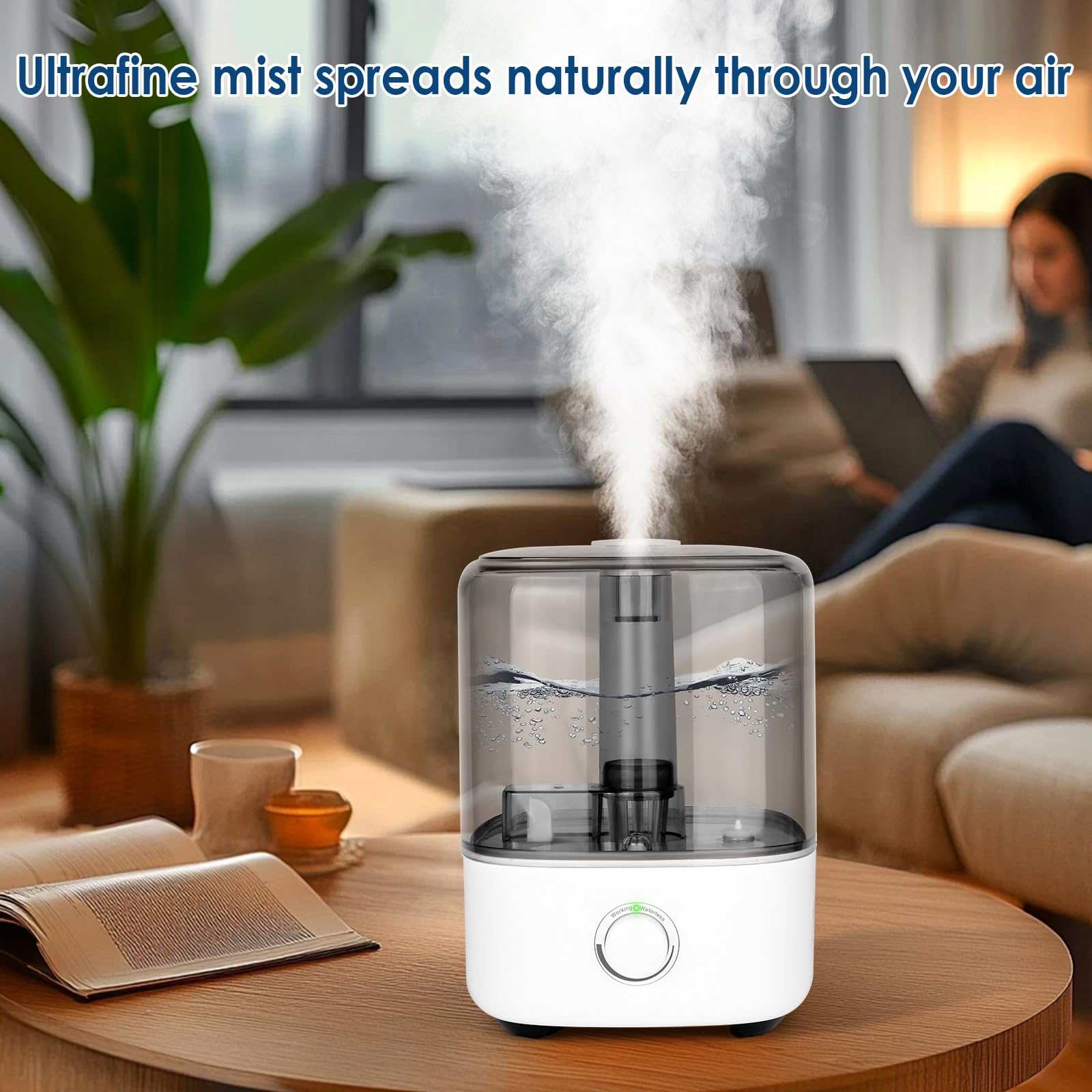 Luftbefeuchter für Schlafzimmer 5L Top-Füllung Luftbefeuchter 28dB Ultraleise Ultraschall Luftbefeuchter Zuhause Ultraschall mit 360° Drehbarer Düse für Baby Pflanzen automatische Abschaltung (Weiß)
