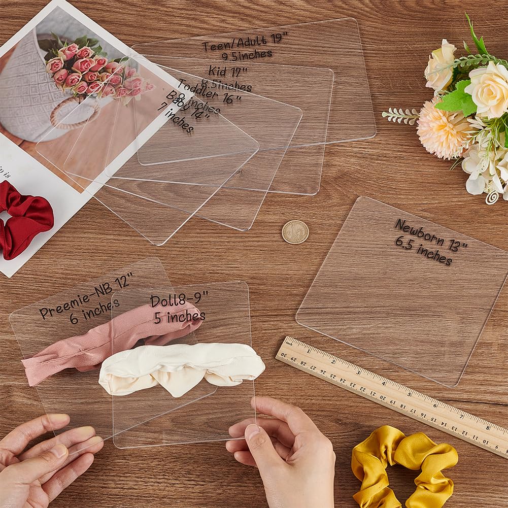 FINGERINSPIRE 7pcs Acrylic Headband Boards 7 Sizes Head Band Size Guide Measuring Board Rectangle Headwraps Size Guide Measuring Templates Clear Bow Tie Boards for Woman Headbands Hair Bows Display - Image 3
