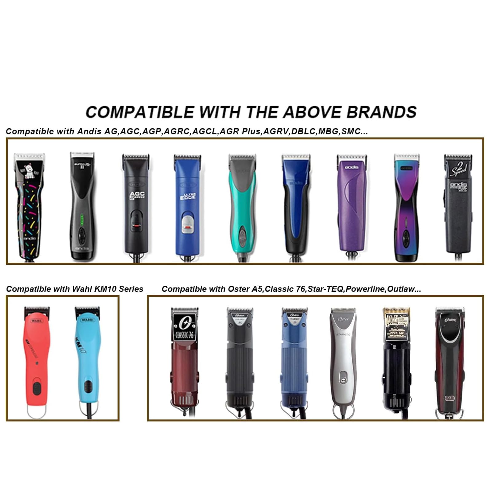 Lame de rechange pour toilettage canin Compatible avec les tondeuses Andis, Oster A5, Wahl, Heiniger, Moser Max 50 et Wahl KM-10 Series (10)