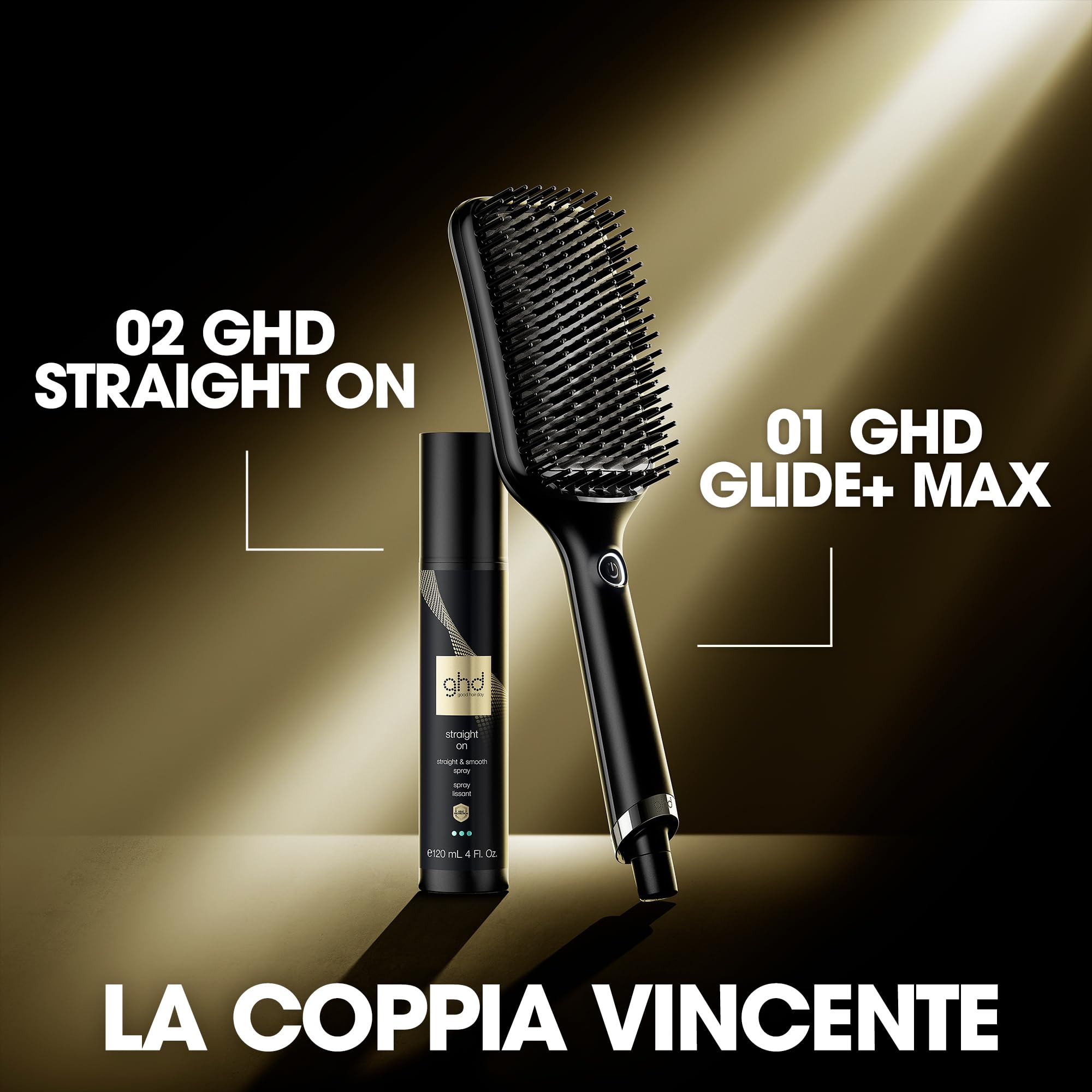 ghd glide+ Max, Spazzola Lisciante per Capelli Lunghi, Spessi e Ricci, Nera | 57% di luminosità in più, Zero Danni da Calore Estremo, Tecnologia di Riscaldamento in Ceramica e Ionizzatore Anti Crespo
