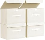 DIMJ Fabric Storage Box with Lid - 2Pcs Closet Storage Bin with Handle Organizer and Storage Foldable Decorative Basket with Lid Storage Containers Clothes,Bedroom, Office(Dark Grey)