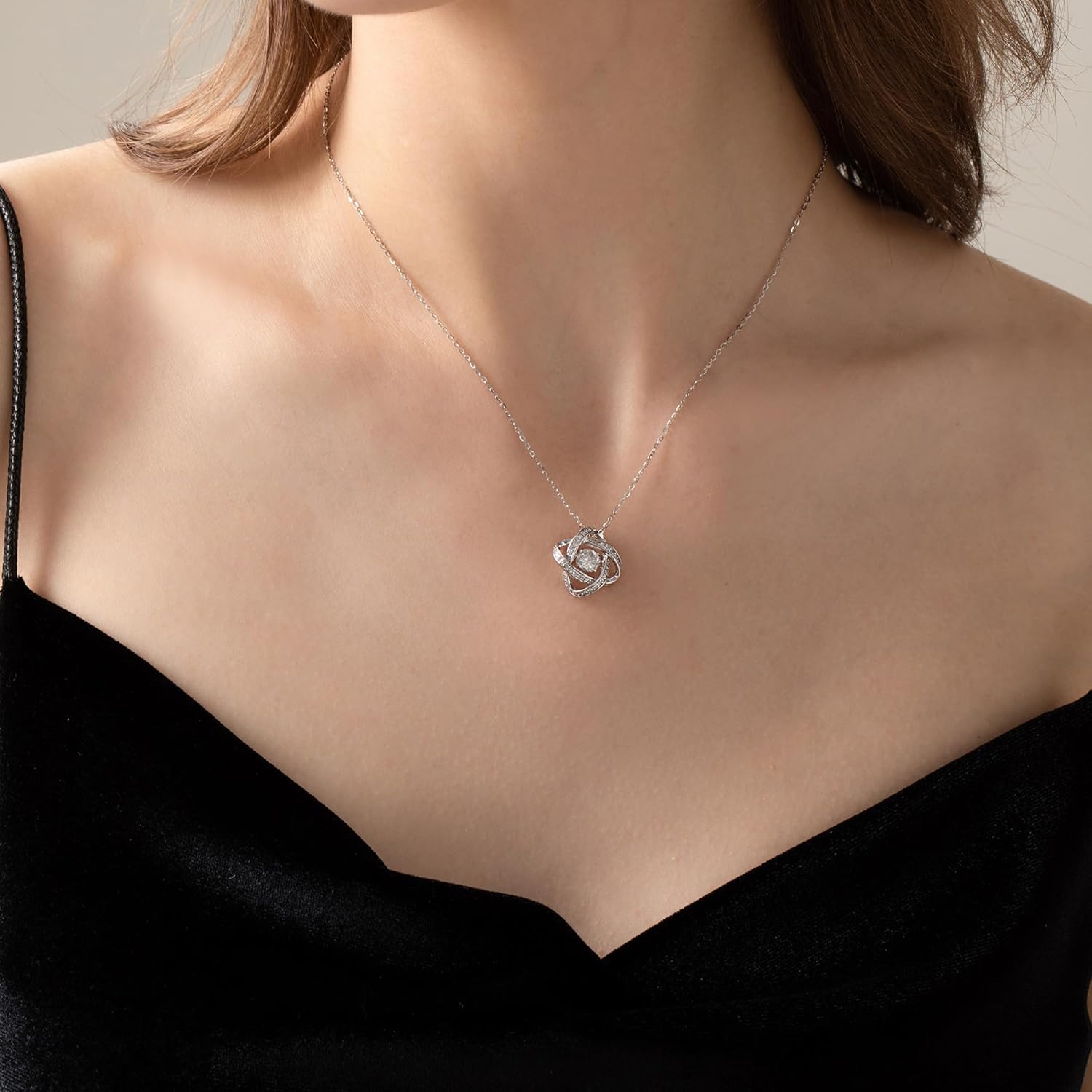 boya Moissanite Necklace, 0.5-1 Carat Necklaces for Women, Dancing Necklace, D Color VVS1 Round Pendant Jewelry, Mother's Day Jewelry Gifts for Women Mom/Wife - Image 2