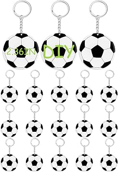 Taiyin 18 Pack Large Size Soccer Acrylic Keychain Bulk with 1 Black Marker for DIY Sublimation Vinyl Sticker DIY Craft for Personalized Soccer Party Favor Gift Fillers Bag Team Gift Birthday Ornament
