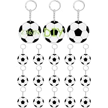 Taiyin 18 Pack Large Size Soccer Acrylic Keychain Bulk with 1 Black Marker for DIY Sublimation Vinyl Sticker DIY Craft for Personalized Soccer Party Favor Gift Fillers Bag Team Gift Birthday Ornament