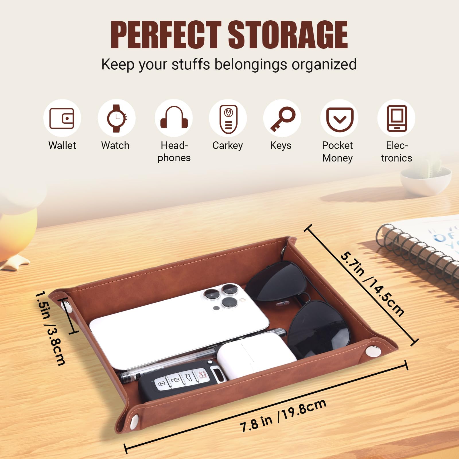 to My Husband Gifts,Leather Tray Engraved Personalized Tray,Birthday Gifts Anniversary Valentine's Day Gifts,Valet Tray Desktop Storage Organizer (to My Husband)