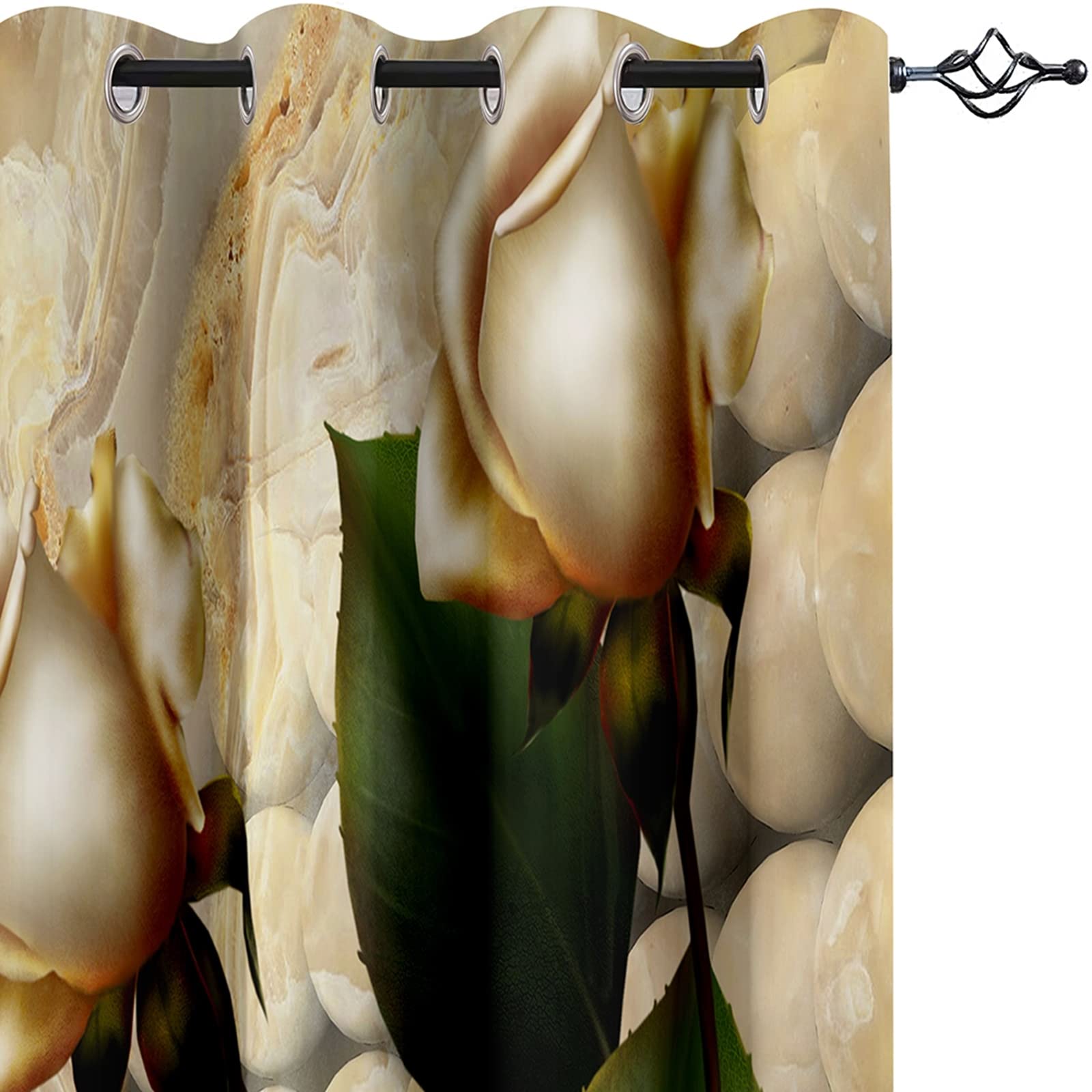 AMDXD Lot Rideau Multicolore, Rideaux Motif de Fleurs Rideau Polyester 274x244cm