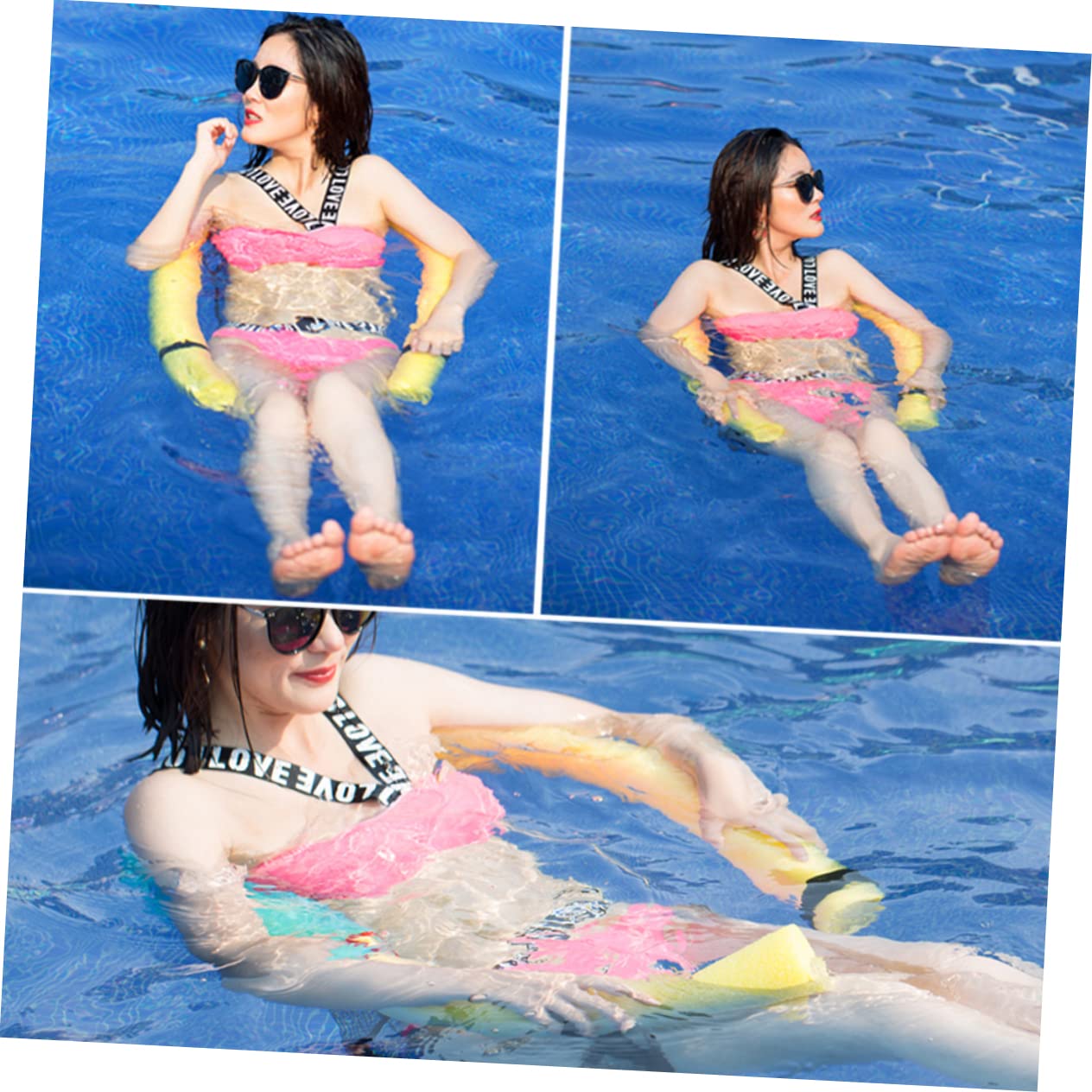 Alasum 4pcs Swimming Chair Net Pocket Pool Noodles Bulk Recliner Accessories Swim Noodles Floating Chair Swimming Pool Float Hammock Swimming Noodles Child net Bag Inflatable Polyester