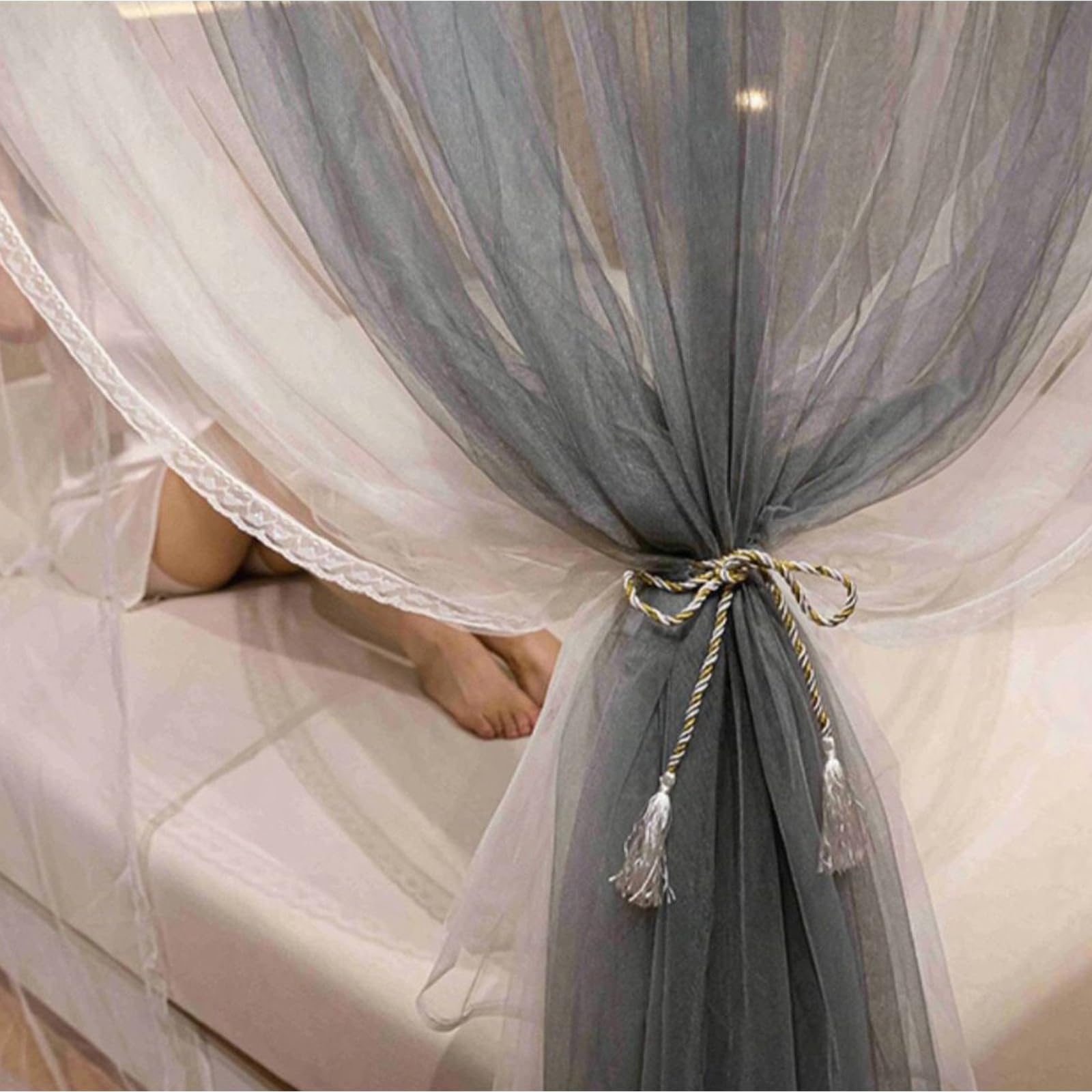 Baldaquin de Lit à Princess à 4 Montants Moustiquaire Douillette à Double Épaisseur pour Décoration de Chambre à Coucher(59" W x 78" L, Blue)