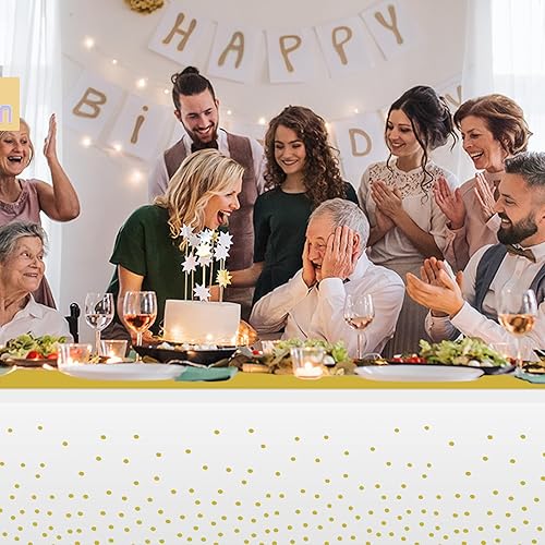 Miniatura 33 de Paquete de 12 manteles y caminos de mesa azules y dorados para decoración de fiesta, mantel desechable de plástico azul real y dorado y camino