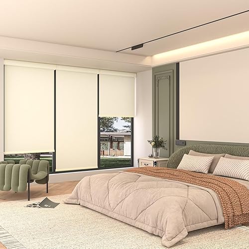 Miniatura 4 de MYshade Persianas enrollables opacas sin cordón, con funda de cenefa, oscurecimiento de habitación para el hogar, oficina, baño, puerta francesa,