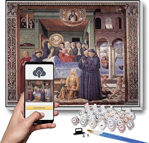 Miniatura 9 de Pintura por números para Madonna adulta y niño con San Francisco y el donante Fra Jacopo Da Montefalco Izquierda y San Bernardino Pintura por