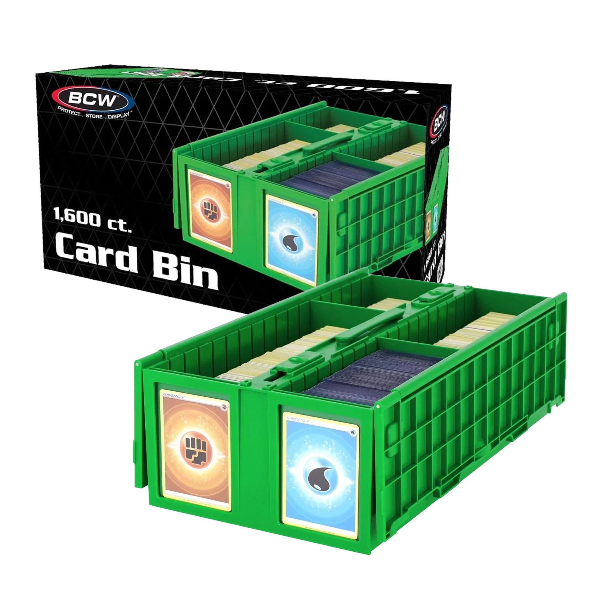 BCW Collectible Card Bin - Holds up to 1600 Cards | Large Card Storage Box for Loose Trading Cards | Pokemon, MTG, and Sports Card Storage Boxes | Sorting Card Box (Green, Single)