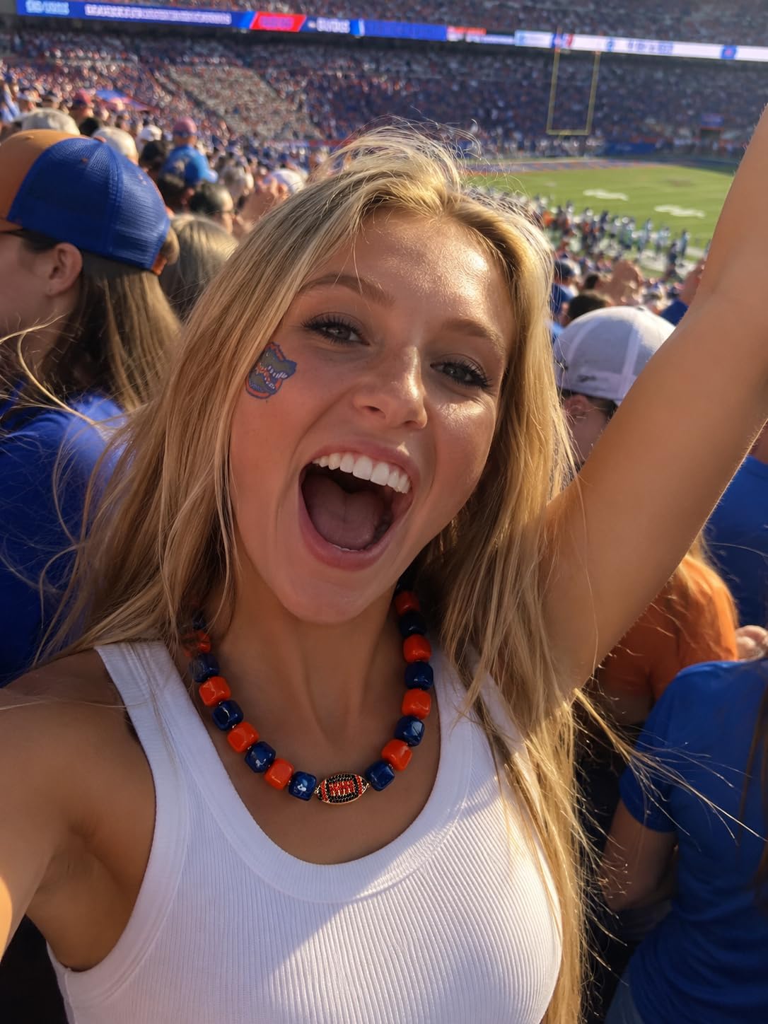 MOLOCH Chunky Beaded Necklaces for Women Football Game Day Necklace Statement Jewelry Tailgate Party Football Mom Accessories Gifts