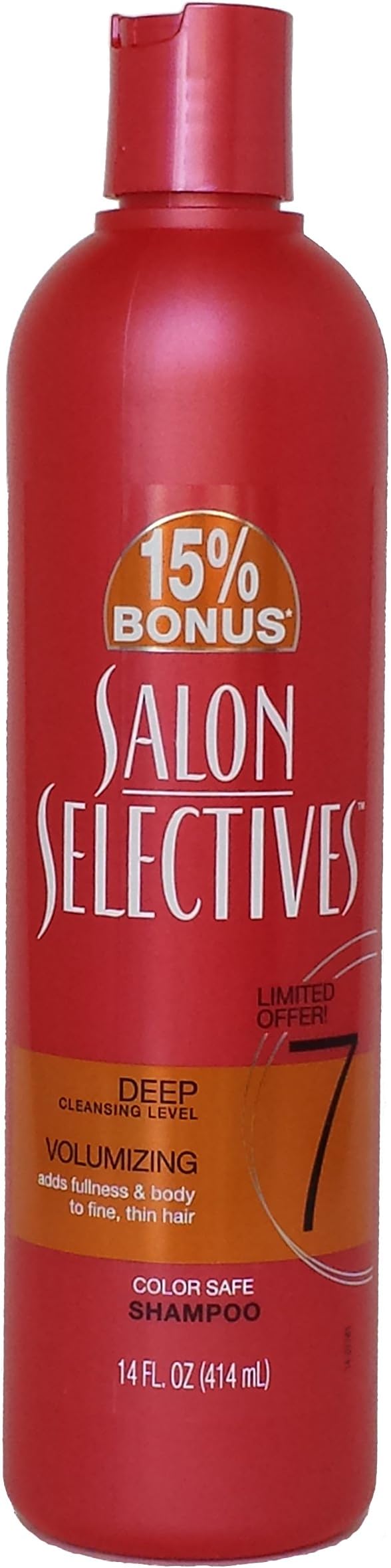 Salon Selective 15% Bonus Limited Offer 7 Deep Cleaning Level Volumizing adds fullness & body to fine thin hair Color Safe Shampoo the best cleansing shampoo leaves your hair soft and full 14oz