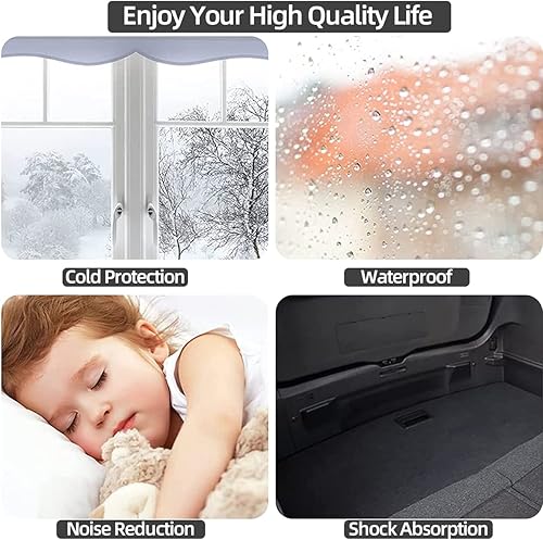 Miniatura 8 de ESUFEIR Tira de sellado de puerta de 49 pies, tira de sellado de puerta de goma autoadhesiva para aislamiento de puertas y ventanas en forma de D,