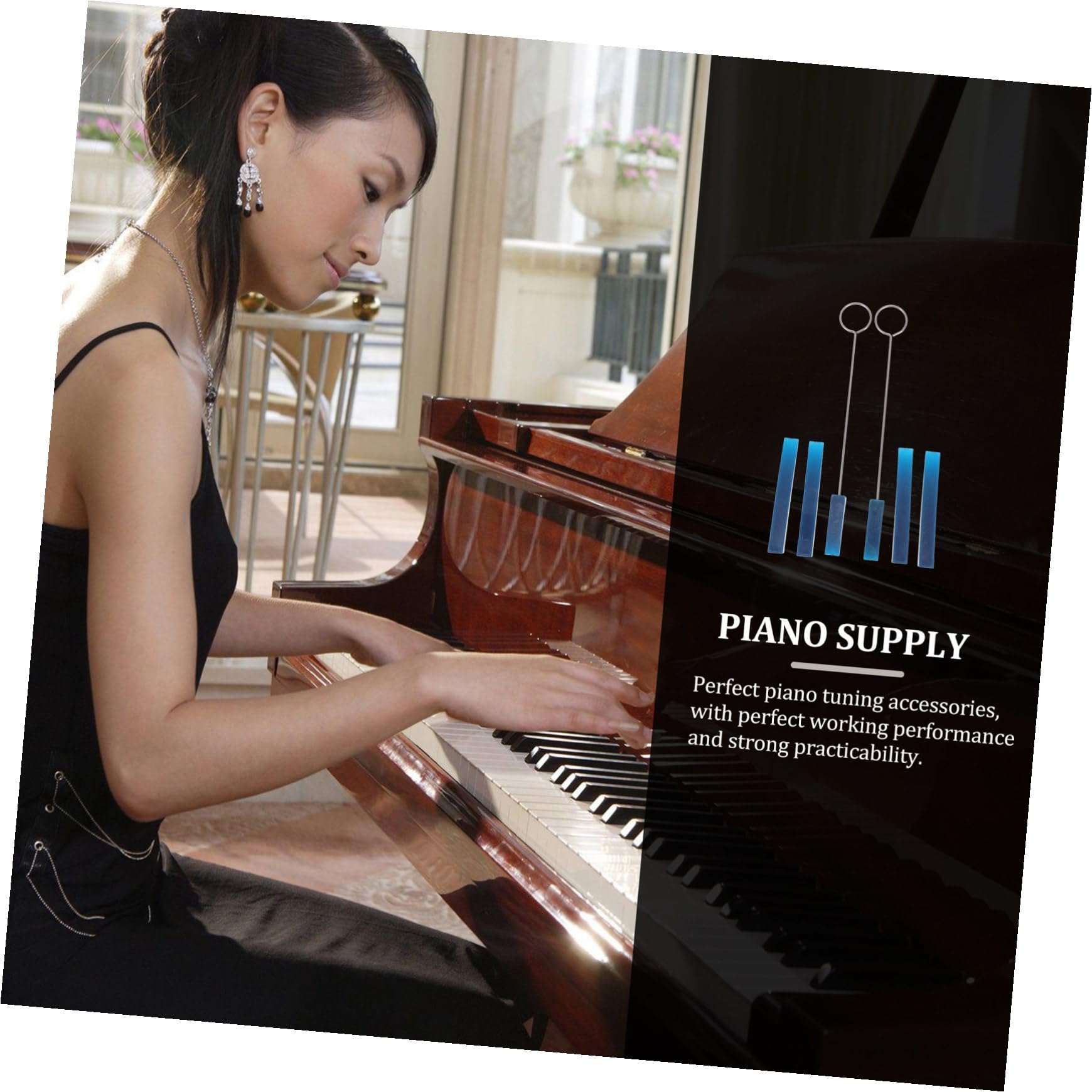 Kit di 6 Pezzi Sordine per Pianoforte in Gomma Liscia, Strumento Muto Inclinato per Accordatura Professionale, Accessori Compatti e Portatili per Manutenzione Pianoforti