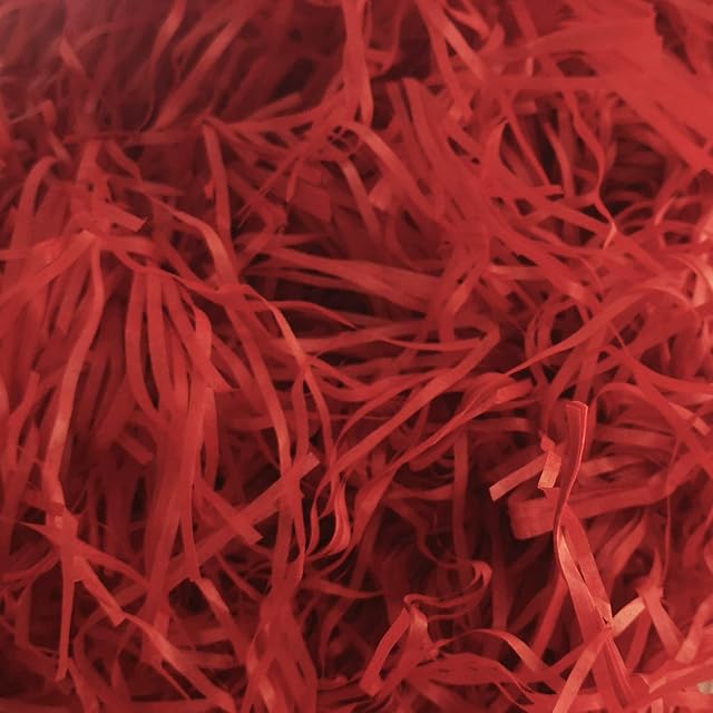 Emartbuy 500 Grams Shredded Paper, Ideal for Gift Decoration, Hamper Filling and Gift Packaging - Red