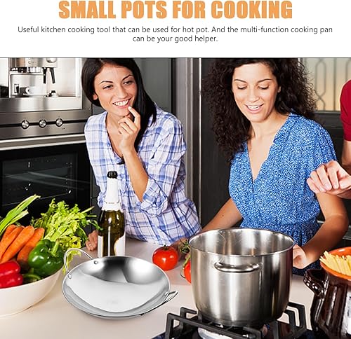 Miniatura 7 de Kichvoe Wok Sartenes de acero inoxidable para freír Pow Stir Fry 2 piezas de fondo plano para uso diario con doble asa olla de cocina para placa de