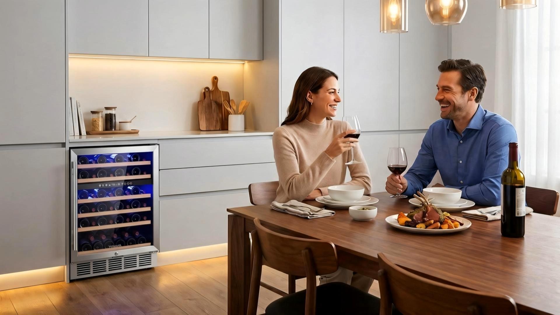 Image of 24 Inch Dual Zone Wine Fridge, 46 Bottle Wine Cooler, UnderCounter