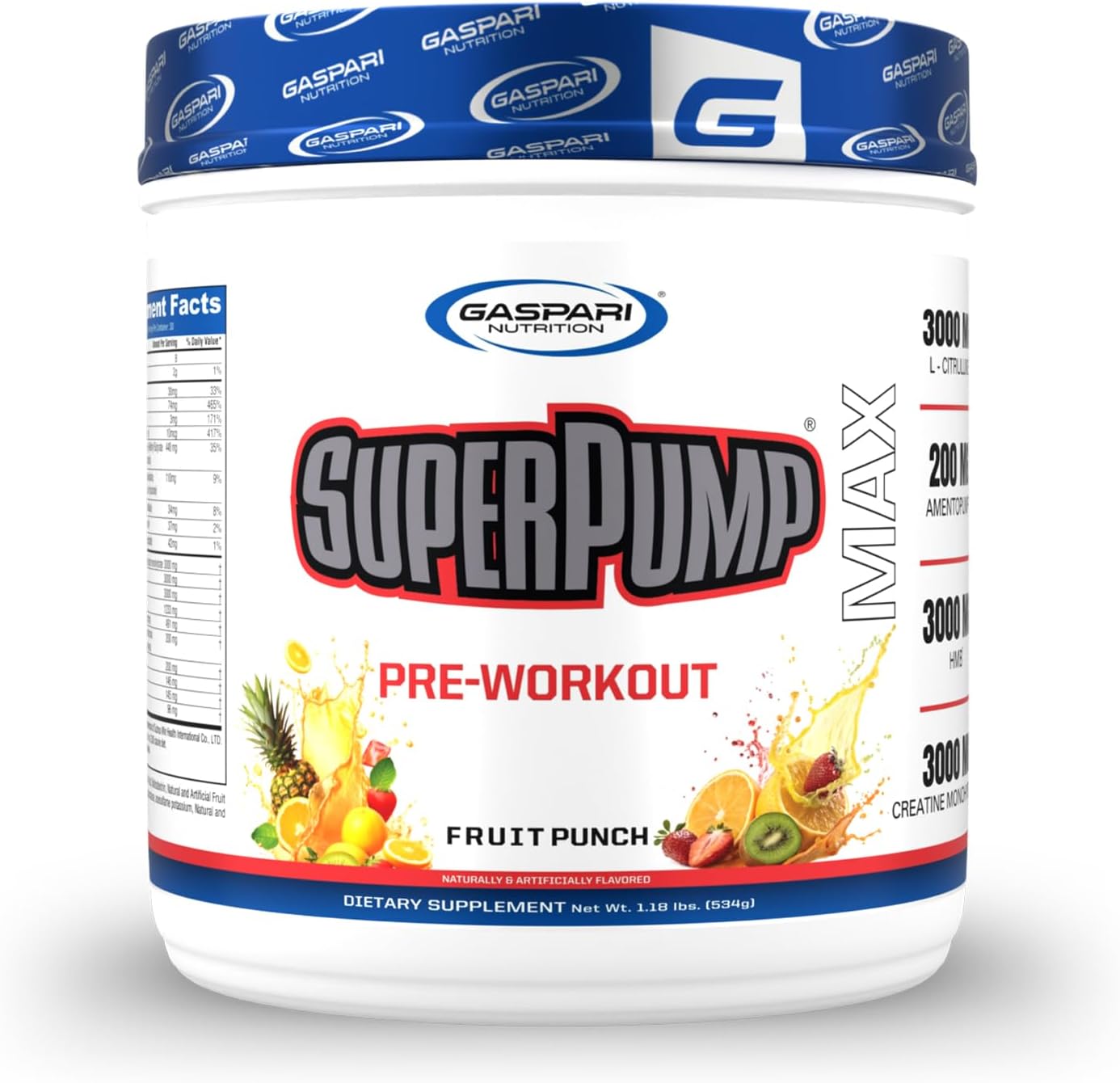 SuperPump MAX, The Ultimate Pre Workout Powder, Sustained Energy Preworkout, Nitric Oxide Booster, Muscle Growth, Recovery & Replenishes Electrolytes (30 Servings, Fruit Punch)