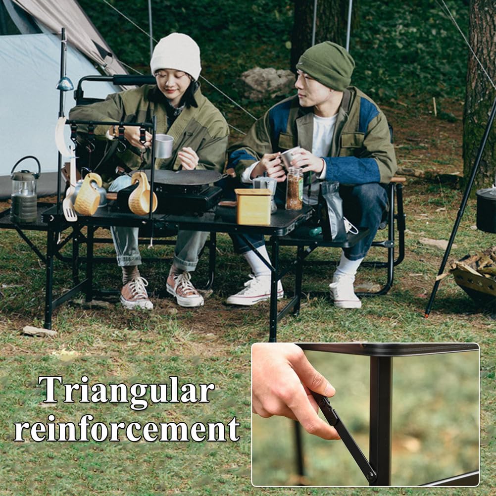 Przenośny aluminiowy grill stolik pomocniczy składany metalowy stół kempingowy z uchwytem do grilla na zewnątrz ogród patio RV 90 cm / 35,4 cala - idealny na imprezy i targi
