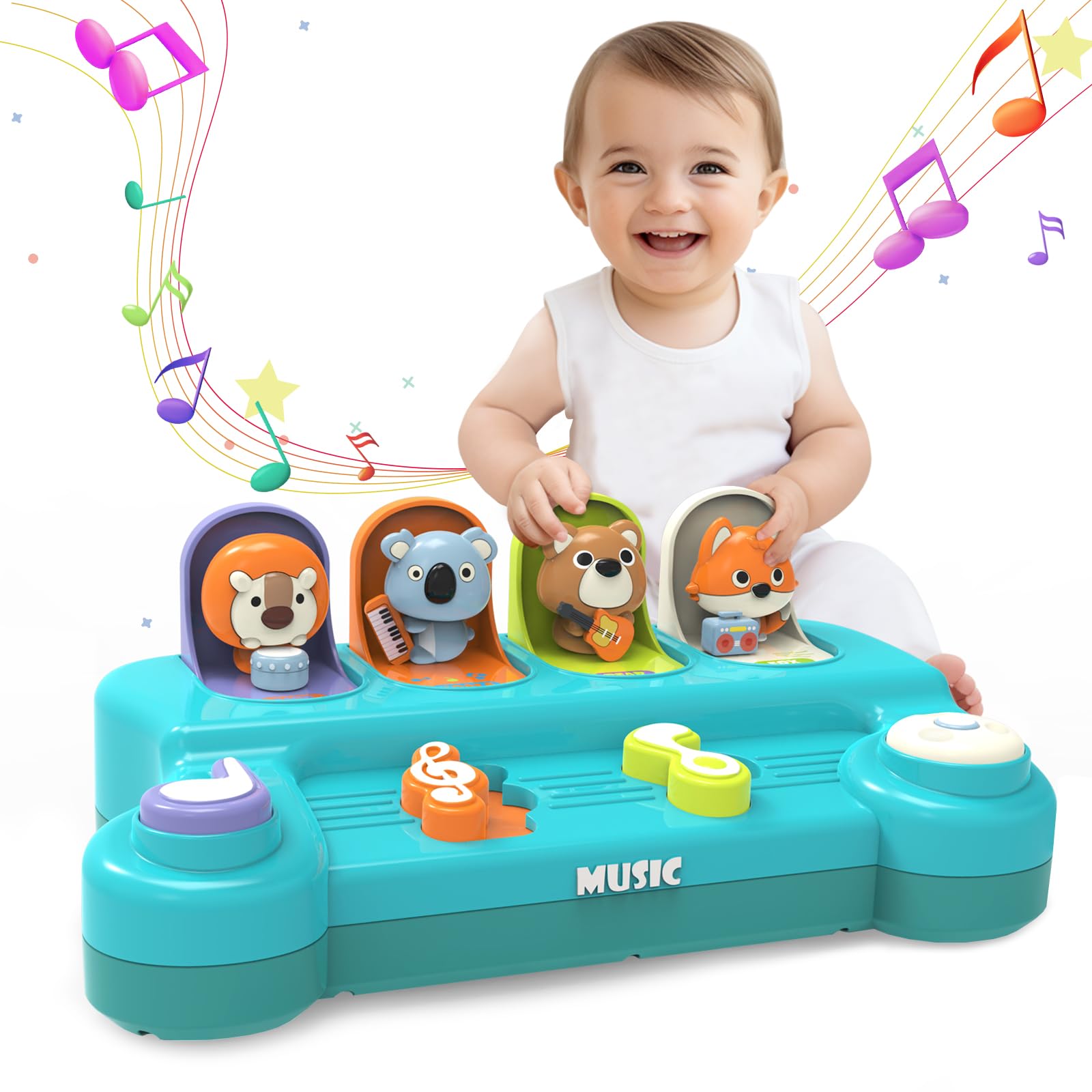 Juguetes Niños 1 Año,Juguete Desplegable Juguetes Montessori con Música y Sonidos,Juguetes Bebes 12 18 Meses, Regalos Originales Bebes 1 2 3 Años para Niña Niño