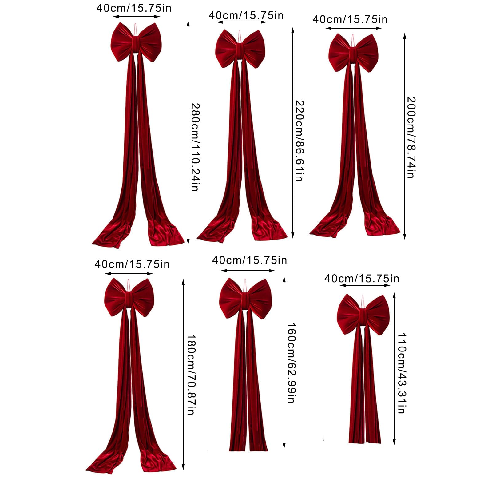 2. Nœuds géants festifs pour sapin de Noël - Décoration d'intérieur ou d'extérieur - Décoration de fête à la maison - Nœud géant