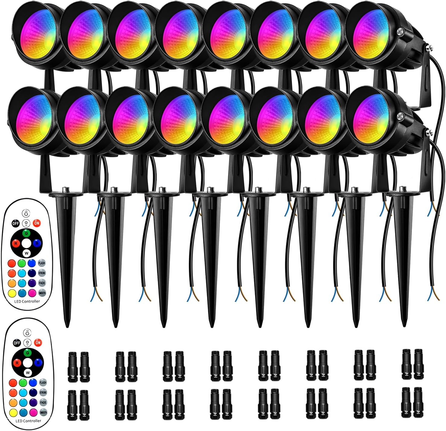 RGBW Low Voltage Landscape Lighting, 12V-24V Color Changing IP67 Waterproof Landscape Spotlights for Christmas Decorations Yard Tree Decorative (16)