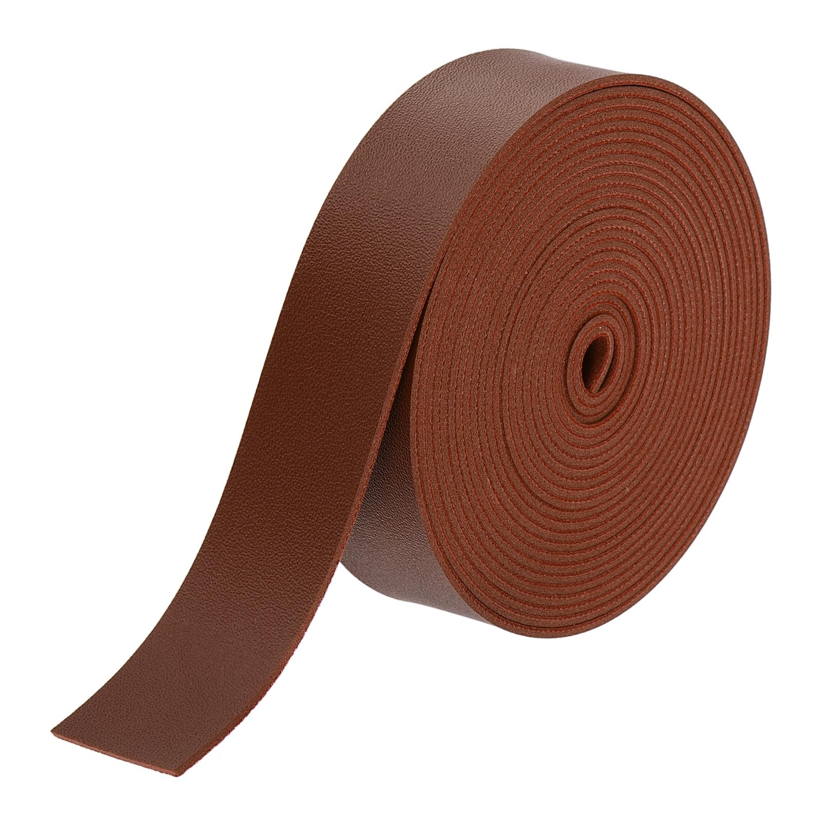 sourcing map Faux Leather Straps, 1 Inch Wide 137.8 Inch Long PU Leather Strips Flat Cord for Clothing Bag Belt Making DIY Craft Projects (2mm Thick, Brown)