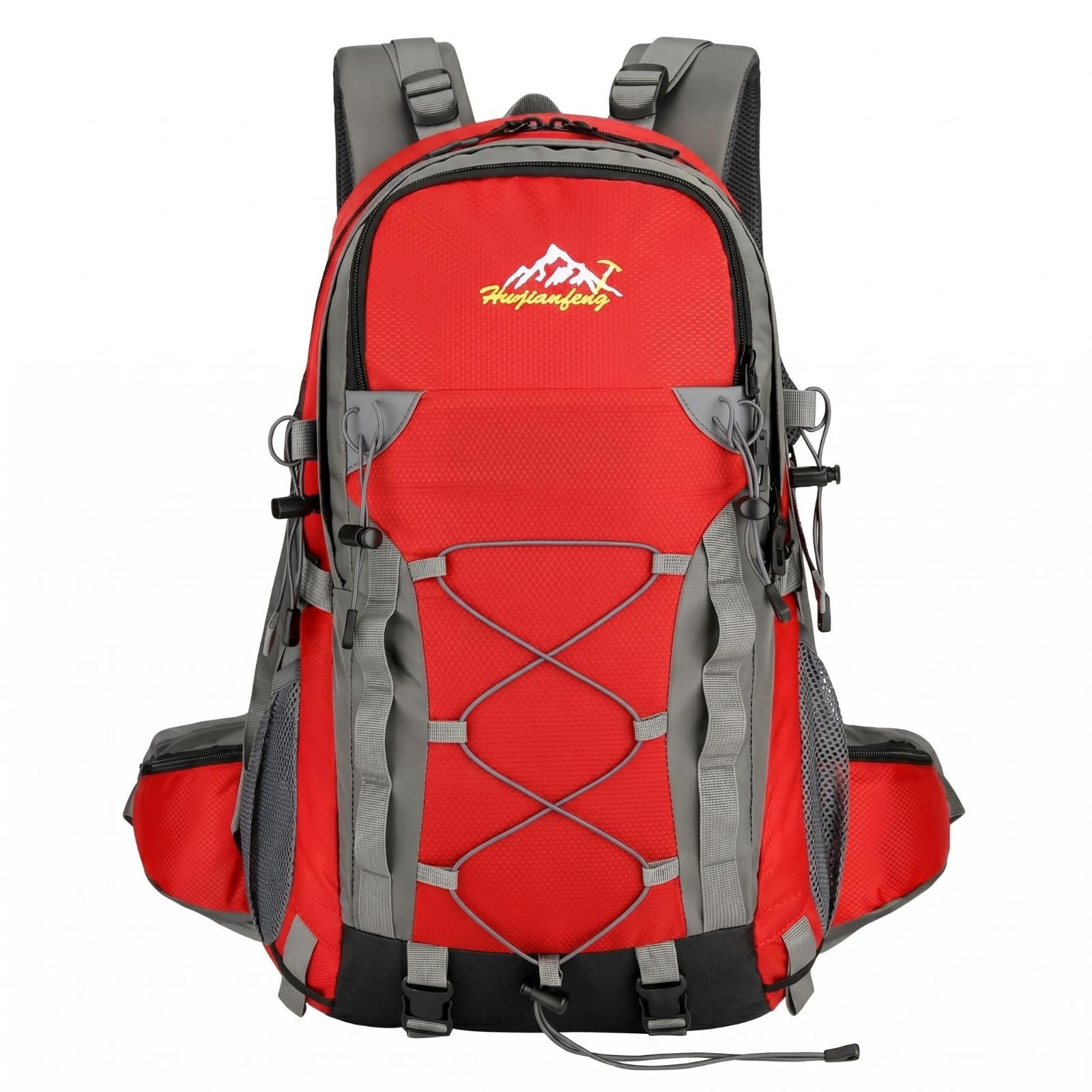 BNF®Nylon Water‑Repellent Backpack with Padded Shoulder Straps, Bungee Cord & Structured Daypack – Red, 30L-image-32