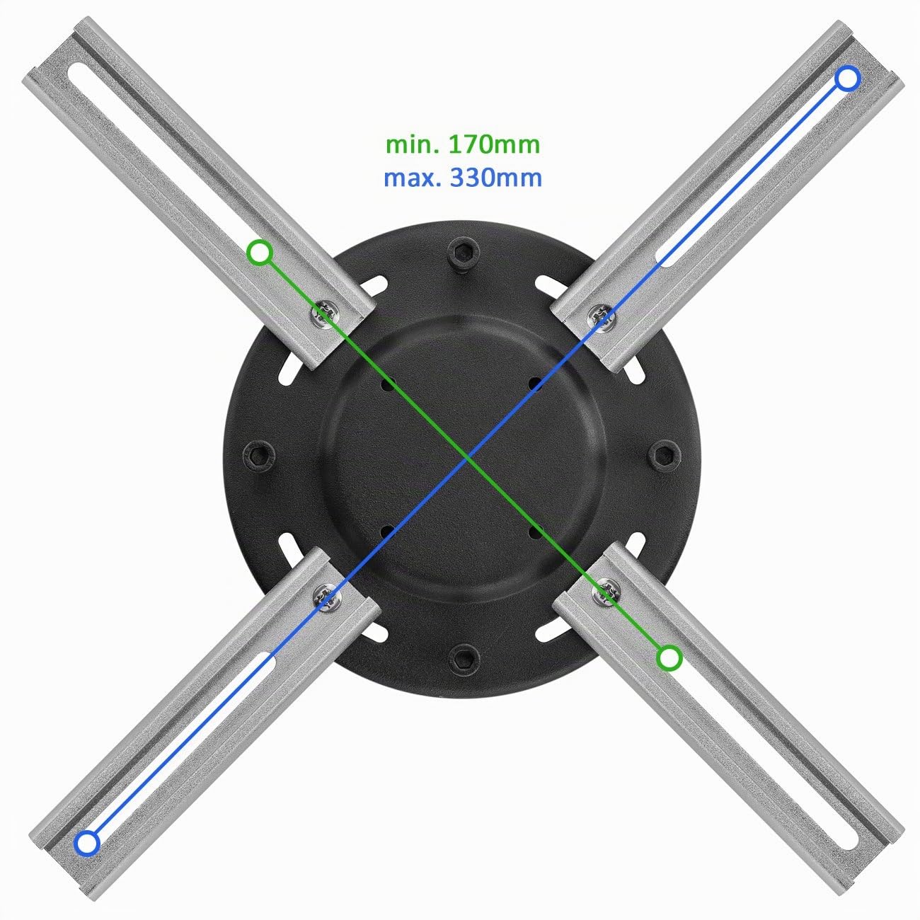 deleyCON Universal Beamer Projektor Deckenhalterung +-15° Neigbar - 360° Schwenkbar - bis 20Kg - Deckenabstand nur 62mm - Variabel - Schwarz