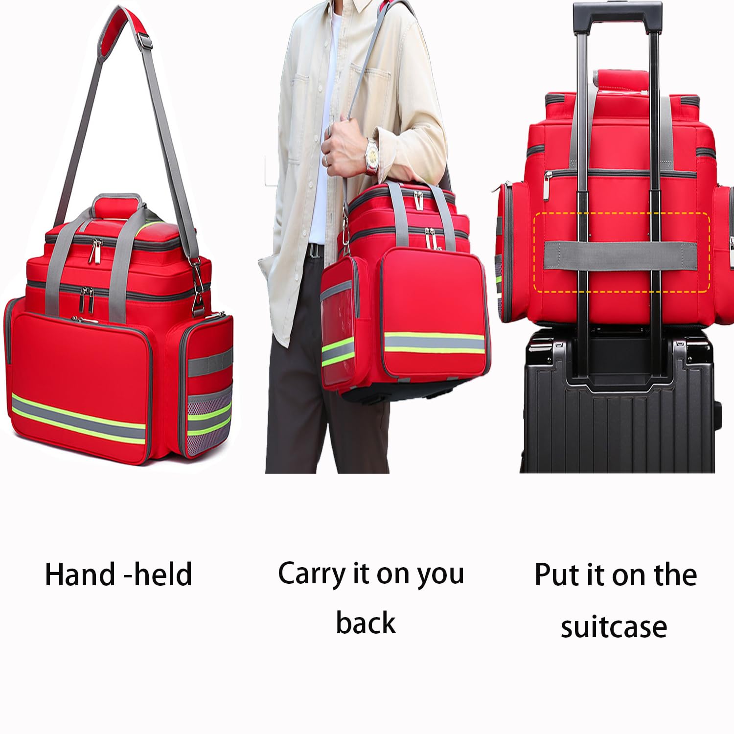 Kit di pronto soccorso kit di emergenza vuoto per viaggio in casa per escursionismo sul lavoro di lavoro e usura impermeabile di pronto soccorso esterno resistenza alla striscia riflettente regolabile
