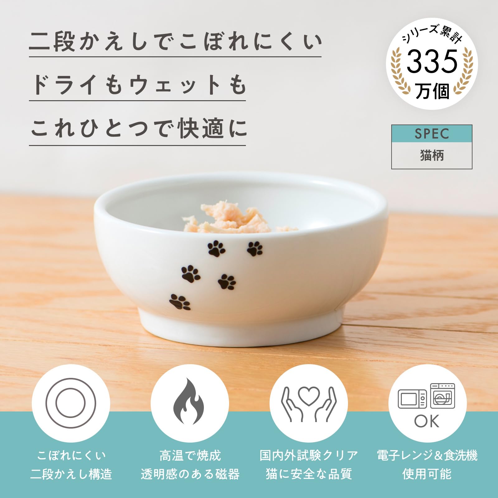 Amazon | 猫壱 ハッピーダイニング 猫用 脚なしフードボウル 猫柄 電子