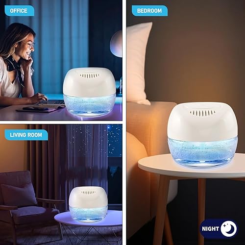 Vista 11 de Limpiador de Aire Lavador de Aire, Difusor de Aromas para Aire Fresco para el Hogar, Oficina, Purificador de Aire con Luz Nocturna (Blanco)
