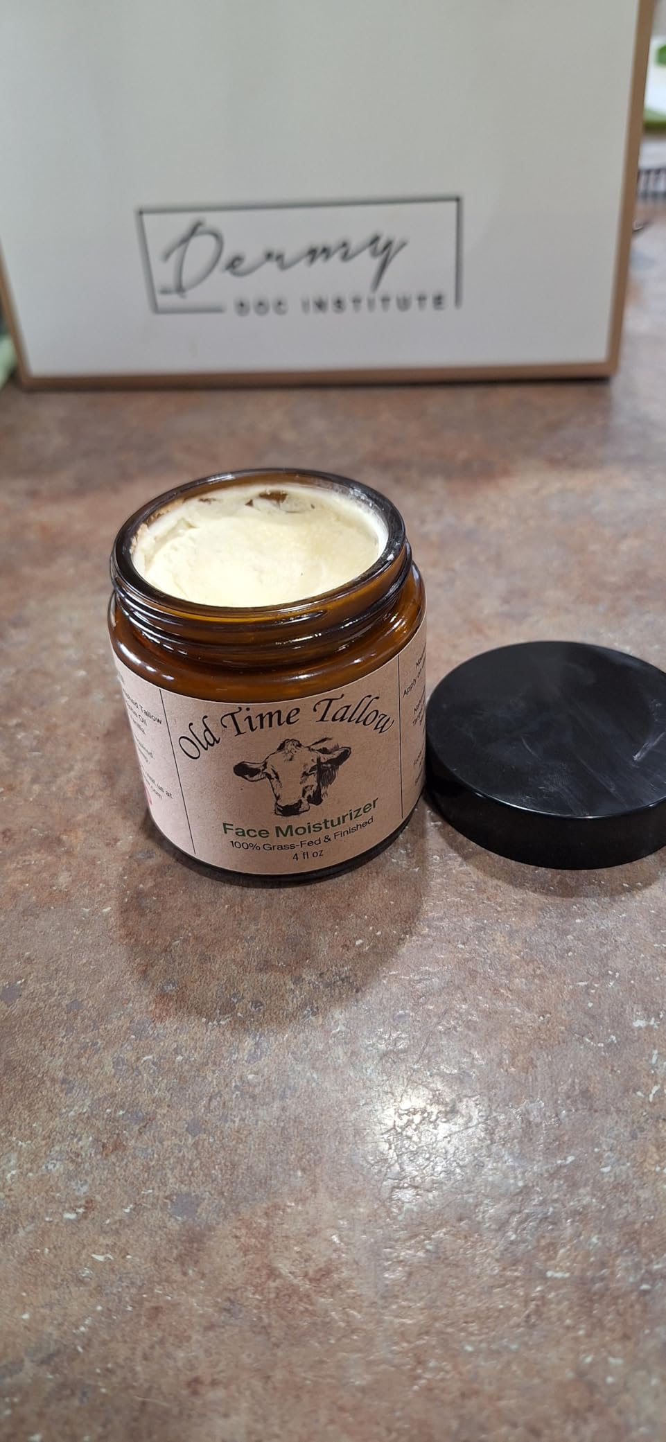 Old Time Tallow Organic Tallow Face Moisturizer - 4oz - 100% Grass Fed Beef Tallow For Skin Care - Made in the USA - Whipped Tallow Balm - Hydrating Salve - Natural Lotion - Ancestral Skincare - Amber Glass - Vanilla