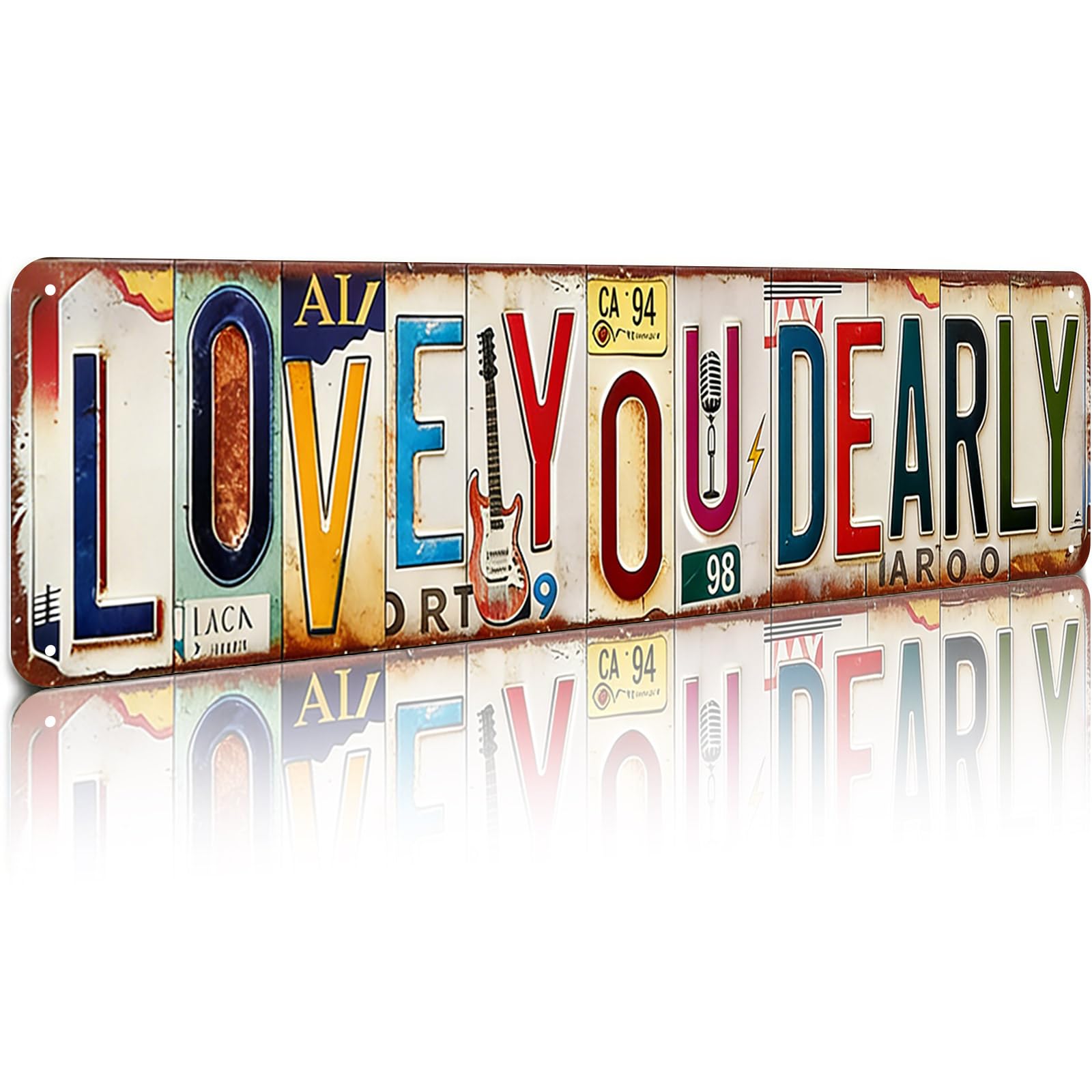 peiyeety Vintage Metal Tin Sign Love You Dearly Retro Street Sign, Rustic Wall Decor for Home, Love, Man Cave, Garage, Kitchen, Office, Farmhouse, Patio, Garden, Porch, 4 * 16 inch