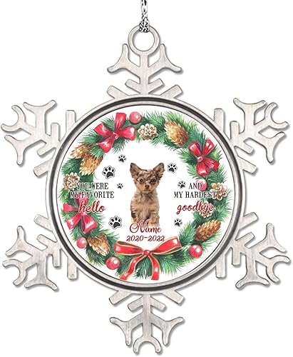 Custom Christmas Dog Say Hello Snowflake Ornaments Christmas Wreath Personalized Christmas Ornaments 2023 Chow Chow Dog Ornament for Christmas Tree