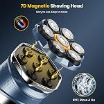 7D Shaver tête avec un cas de voyage, 2026 Rasoirs de tête magnétiques améliorés pour hommes chauves, IPX7 Hommes à rasoir électrique humide/séché imperméable, Rasoirs rechargeables pour scalp/face/barre/bode